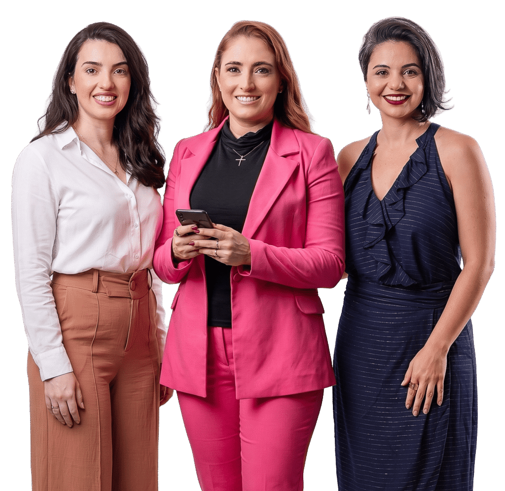 Retratos corporativos de três profissionais em Goiânia